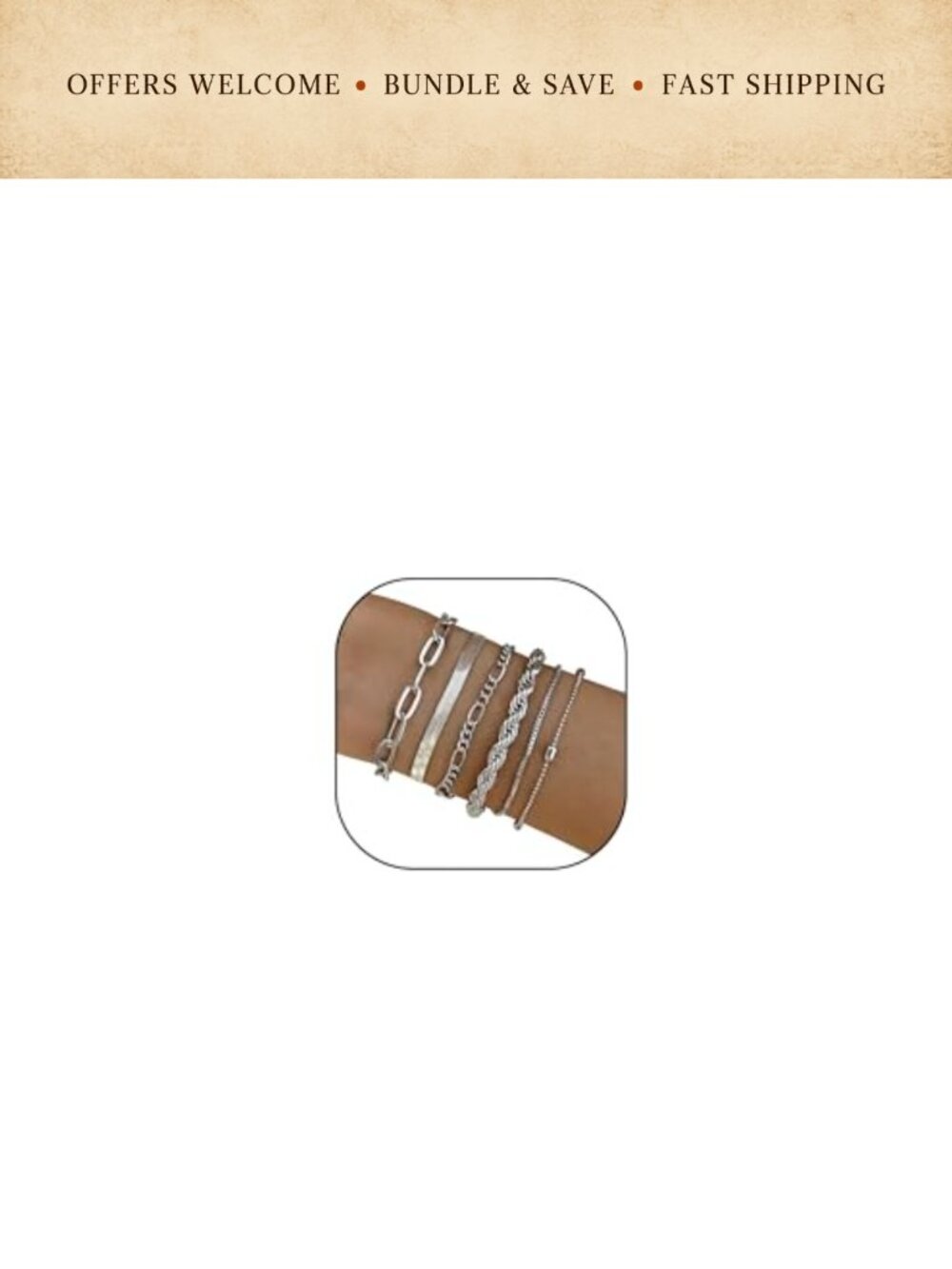14K Gold Plated Chunky Cuff Bracelet Set Cuban Rope Paperclip Chain Stackable